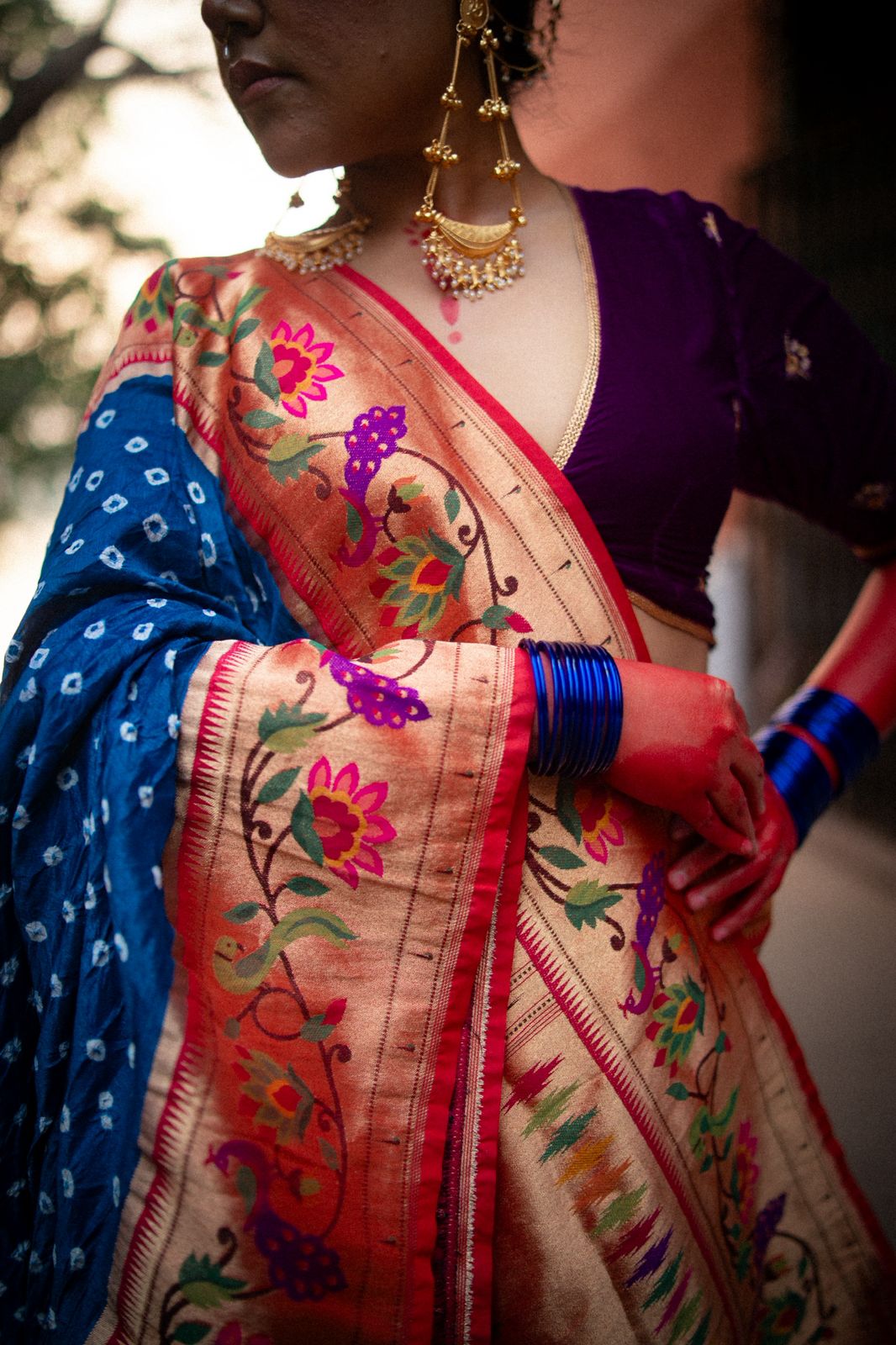 Royal Bandhej Fusion Paithani Silk Saree