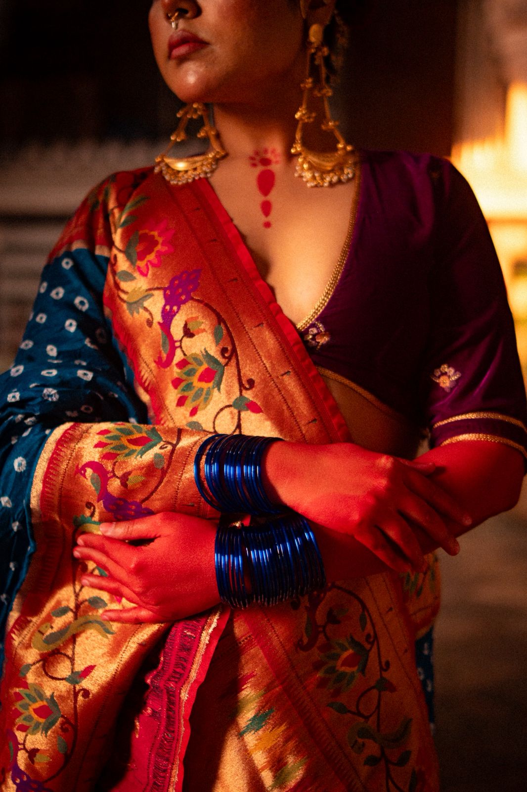Royal Bandhej Fusion Paithani Silk Saree