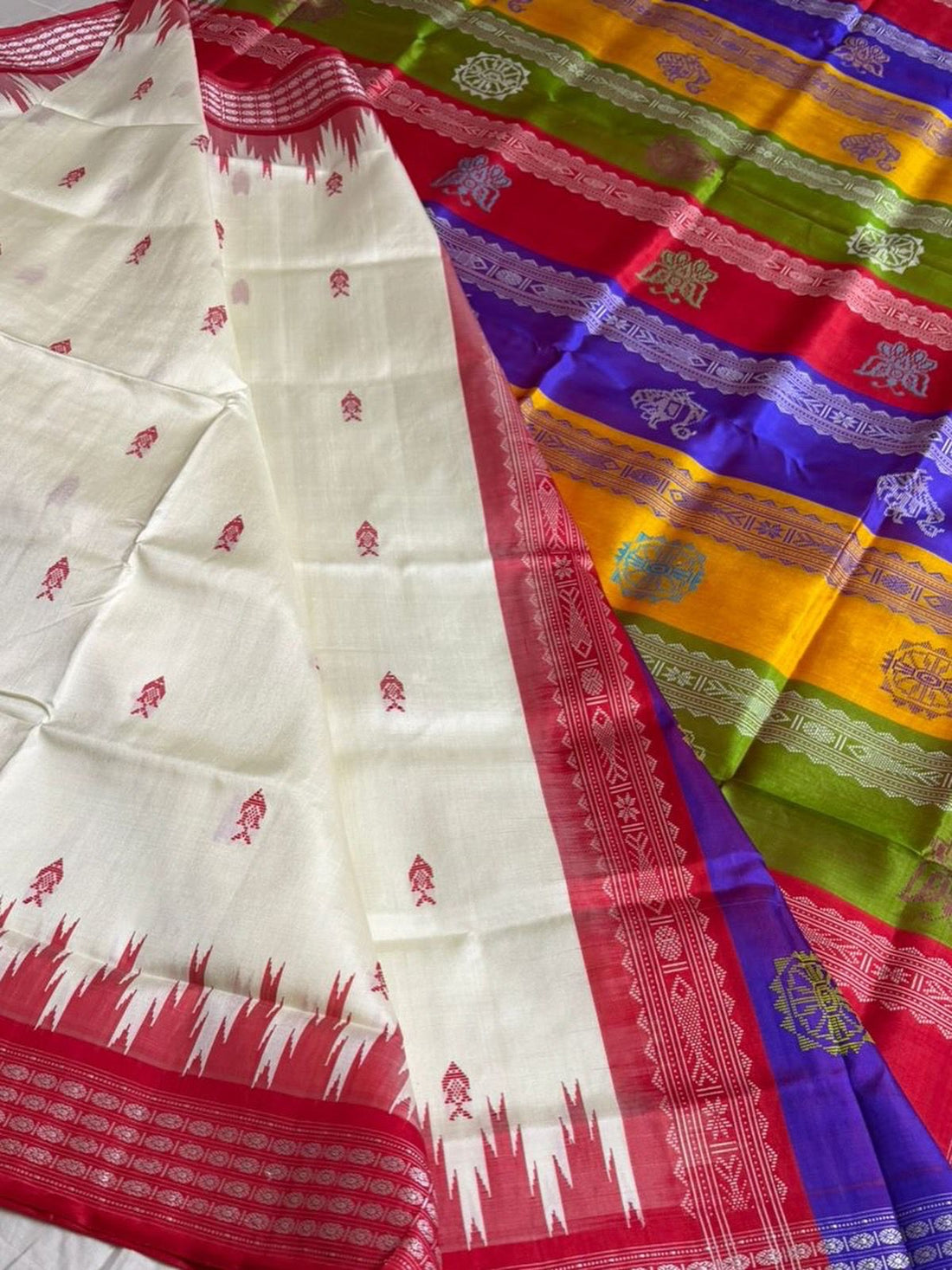 Matsya Butta Double Pallu Berhampuri Silk Saree