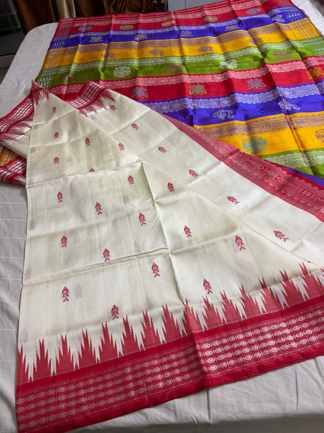 Matsya Butta Double Pallu Berhampuri Silk Saree