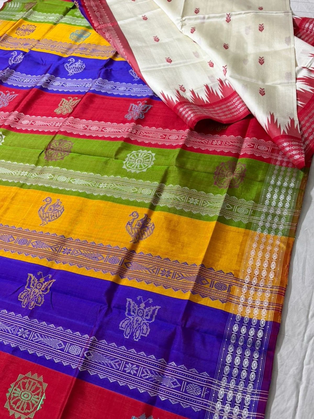 Matsya Butta Double Pallu Berhampuri Silk Saree