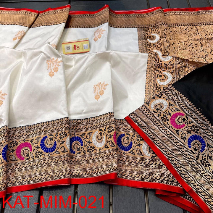 Red Selvedge Meenakari Banarasi Katan Silk Saree