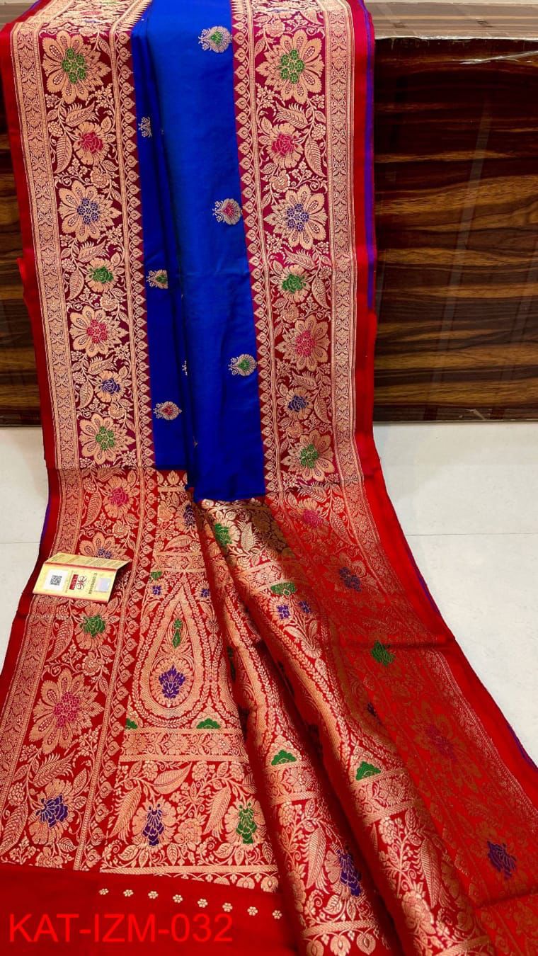 Crimson Meenakari Butta Banarasi Katan Silk Saree