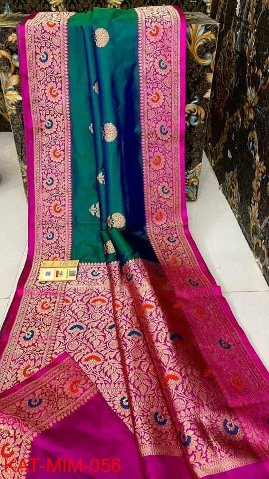Dual Tone Meenakari Banarasi Katan Silk Saree