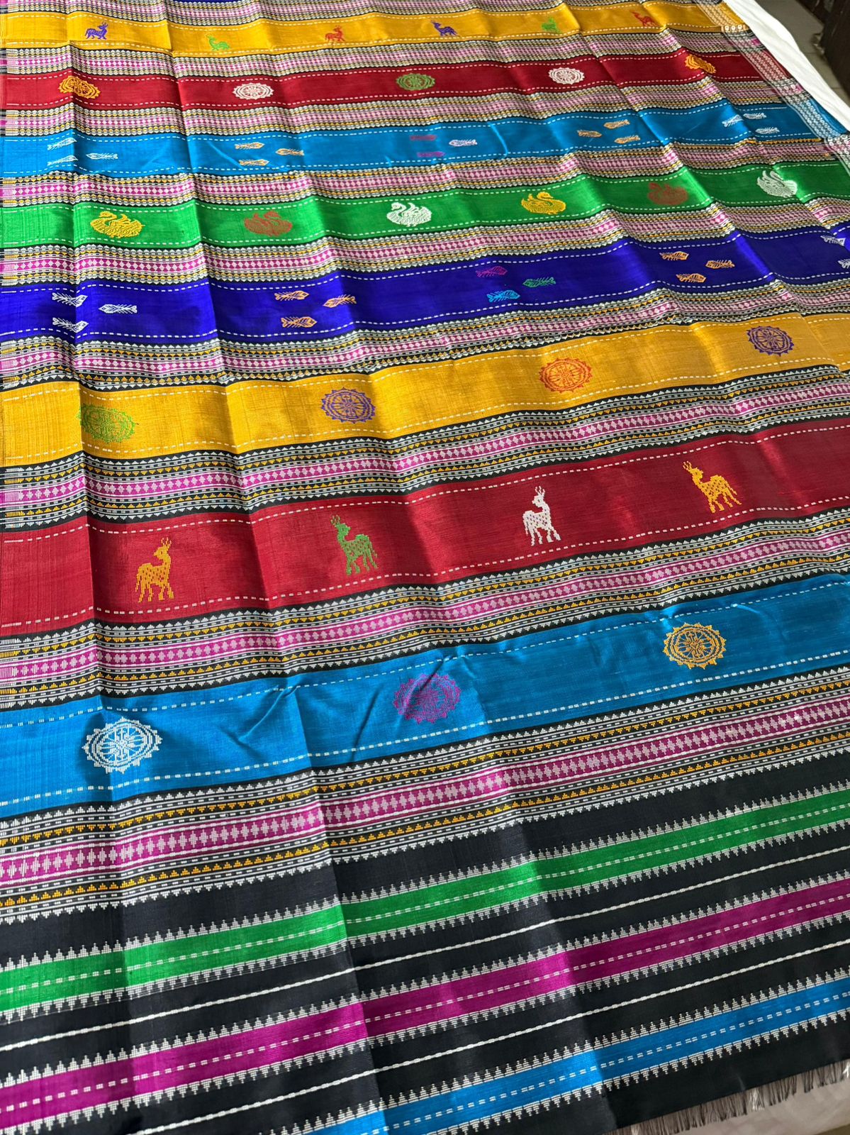 Midnight Checks Double Pallu Berhampuri Silk Saree