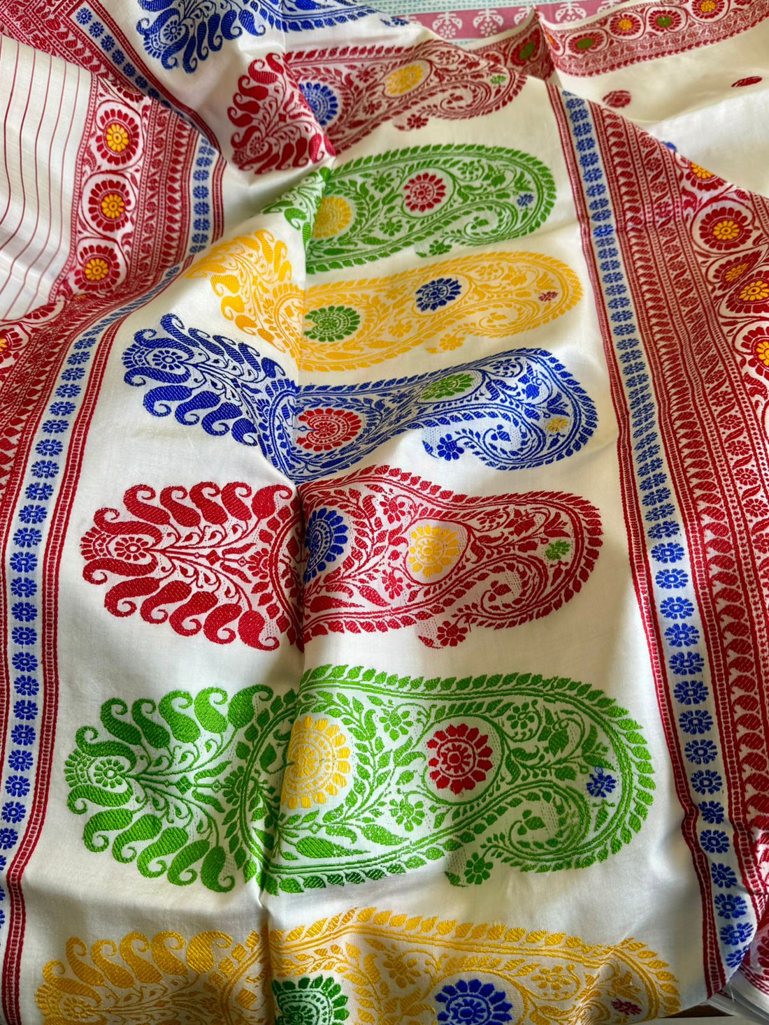 Vintage Galani Paisley Baluchuri Silk Saree - Available on Pre order 45 days