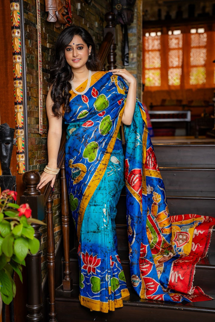 Durga Vaibhav Batik Mulberry Silk Saree - Pre-Order your Batik Masterpiece Today — Handcrafted Elegance Delivered In 45 Days........