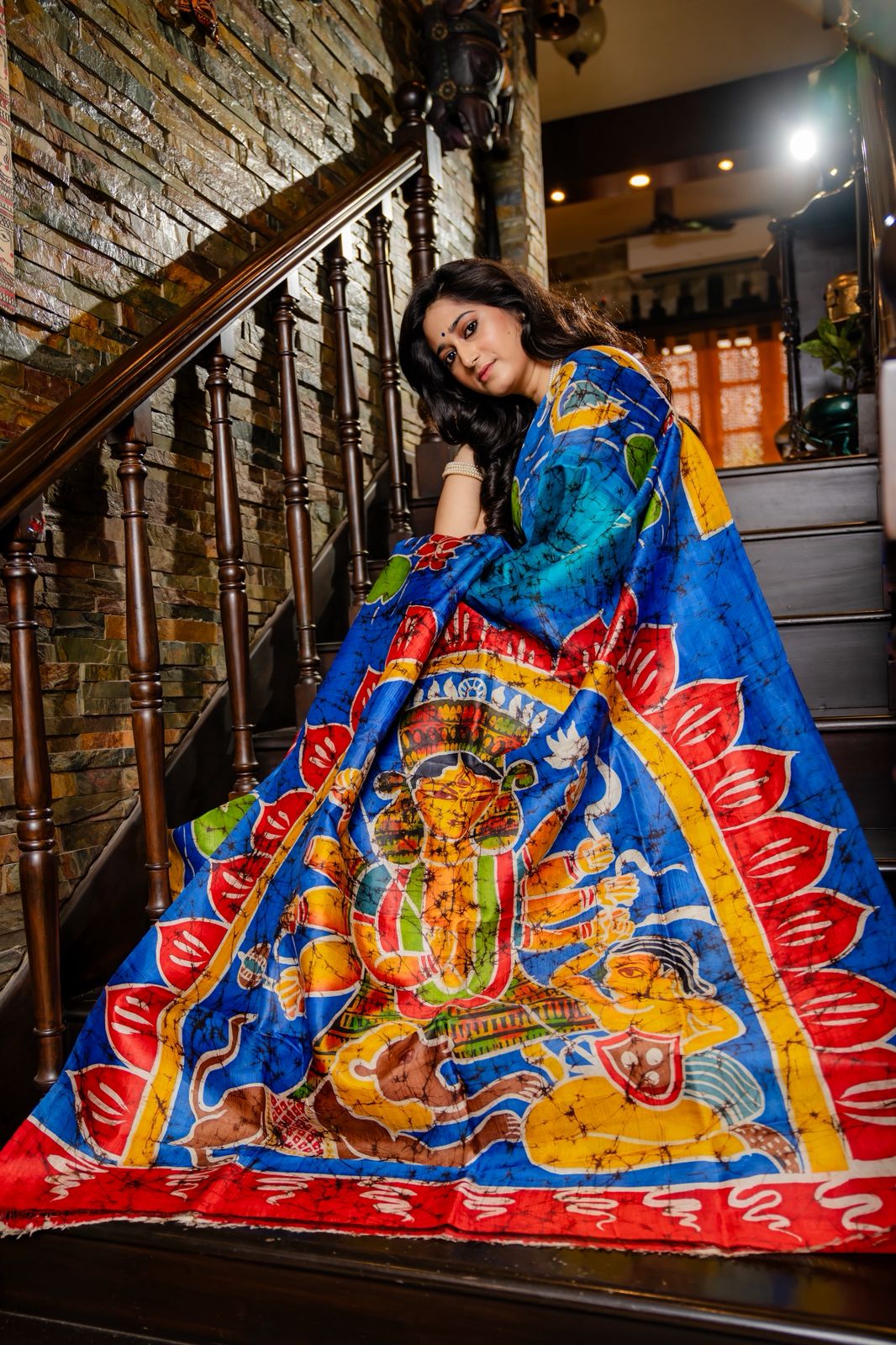 Durga Vaibhav Batik Mulberry Silk Saree - Pre-Order your Batik Masterpiece Today — Handcrafted Elegance Delivered In 45 Days........
