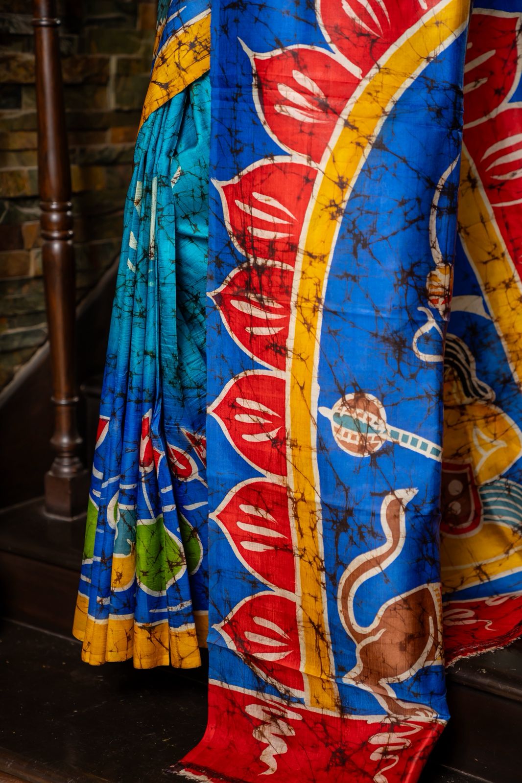 Durga Vaibhav Batik Mulberry Silk Saree - Pre-Order your Batik Masterpiece Today — Handcrafted Elegance Delivered In 45 Days........