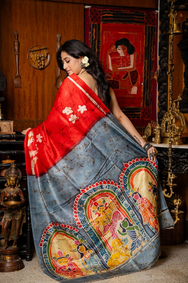 Devi Shakti Batik Mulberry Silk Saree  - Pre-Order your Batik Masterpiece Today — Handcrafted Elegance Delivered In 45 Days........