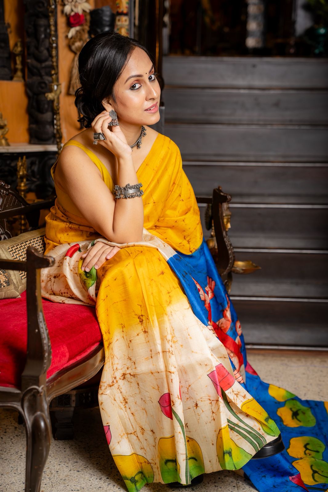 Mahishasura Mardini Batik Silk Saree - Pre-Order your Batik Masterpiece Today — Handcrafted Elegance Delivered In 45 Days........