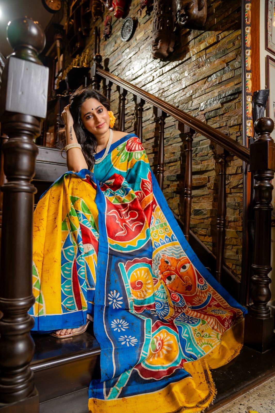 Durgeshwari Handcrafted Batik Mulberry Silk Saree - Pre-Order your Batik Masterpiece Today — Handcrafted Elegance Delivered In 45 Days........