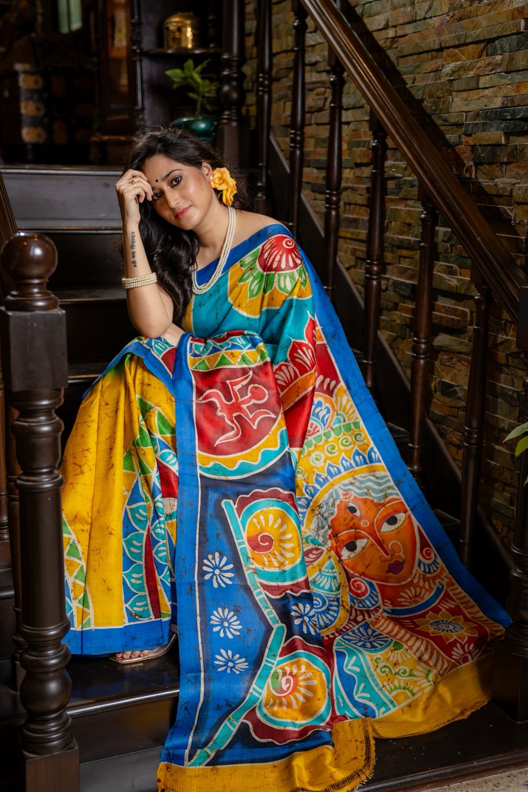 Durgeshwari Handcrafted Batik Mulberry Silk Saree - Pre-Order your Batik Masterpiece Today — Handcrafted Elegance Delivered In 45 Days........