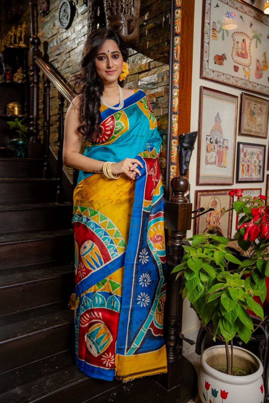 Durgeshwari Handcrafted Batik Mulberry Silk Saree - Pre-Order your Batik Masterpiece Today — Handcrafted Elegance Delivered In 45 Days........