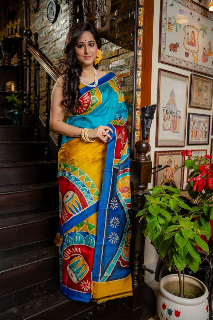 Durgeshwari Handcrafted Batik Mulberry Silk Saree - Pre-Order your Batik Masterpiece Today — Handcrafted Elegance Delivered In 45 Days........