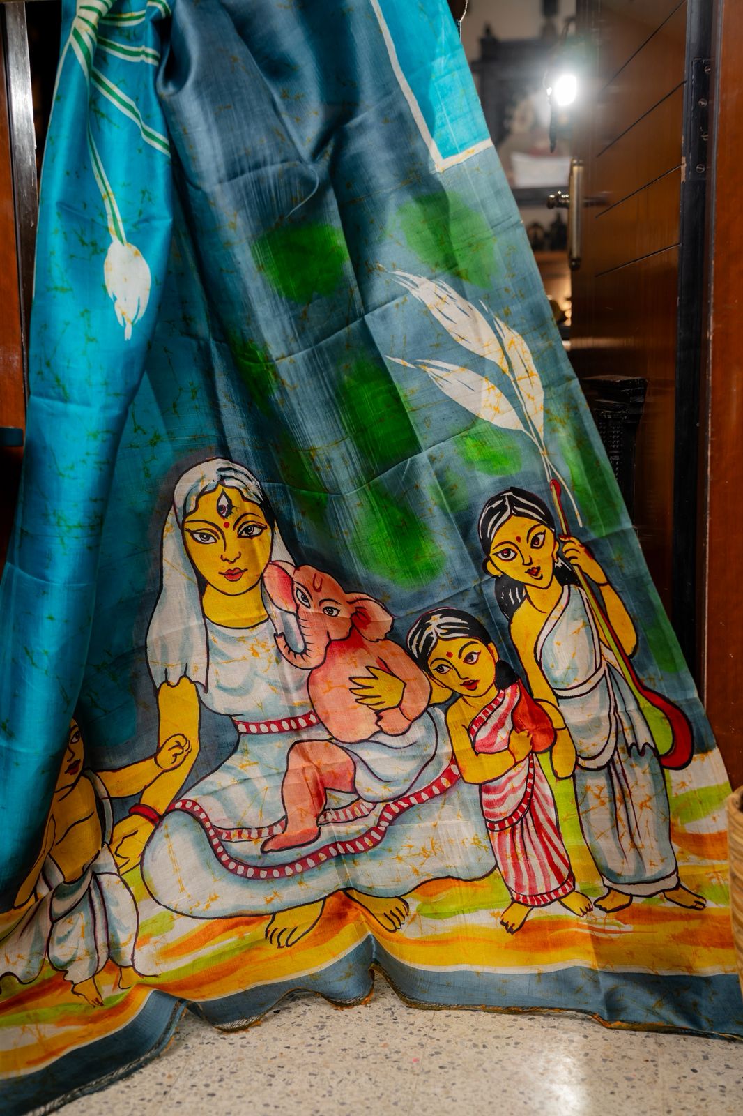 Neel Durgeshwari Batik Mulberry Silk Saree - Pre-Order your Batik Masterpiece Today — Handcrafted Elegance Delivered In 45 Days........