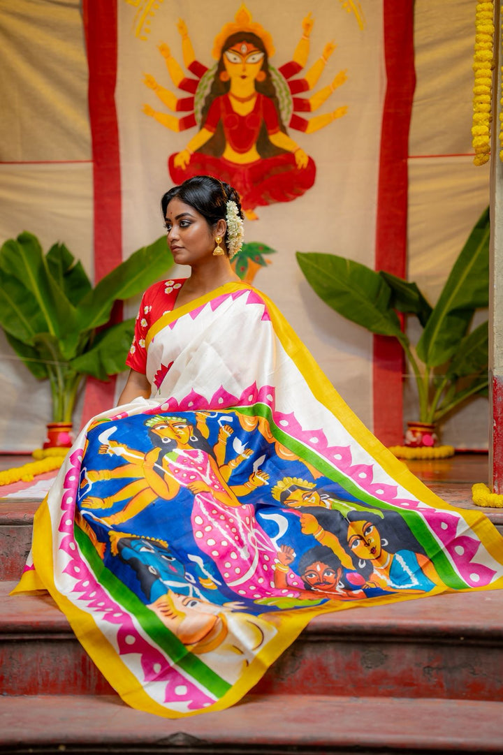 Devi Roop Handpainted Mulberry Silk Saree