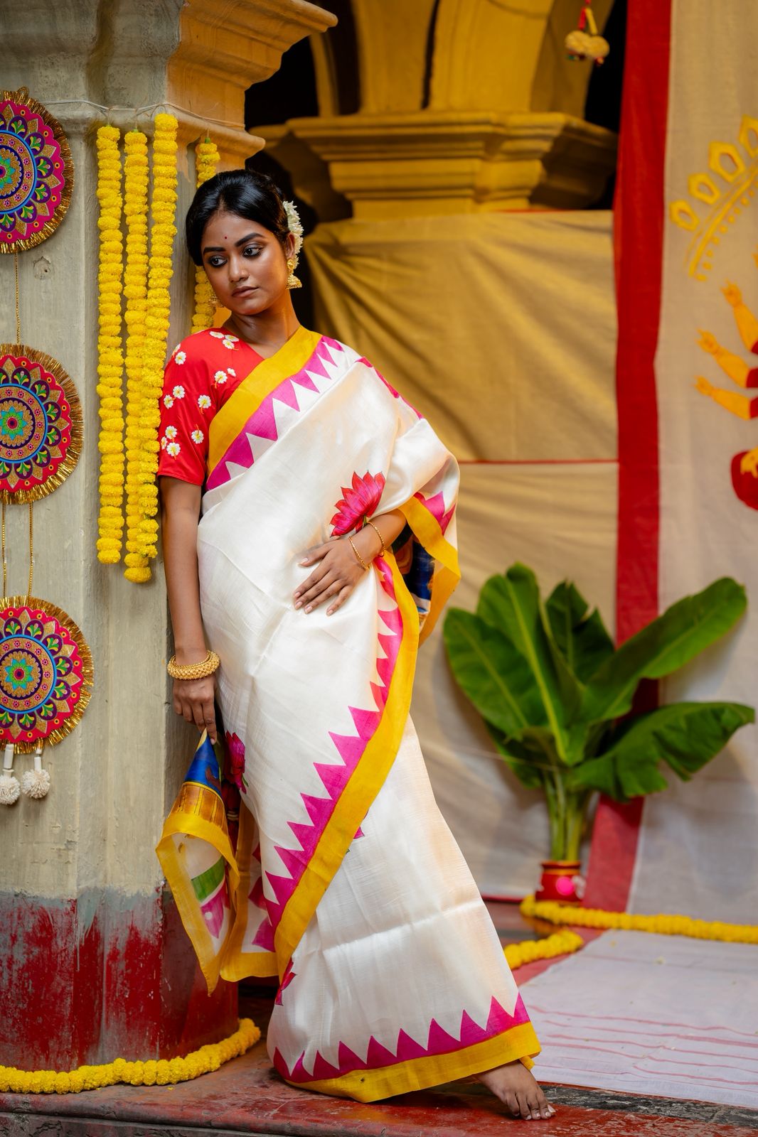 Devi Roop Handpainted Mulberry Silk Saree
