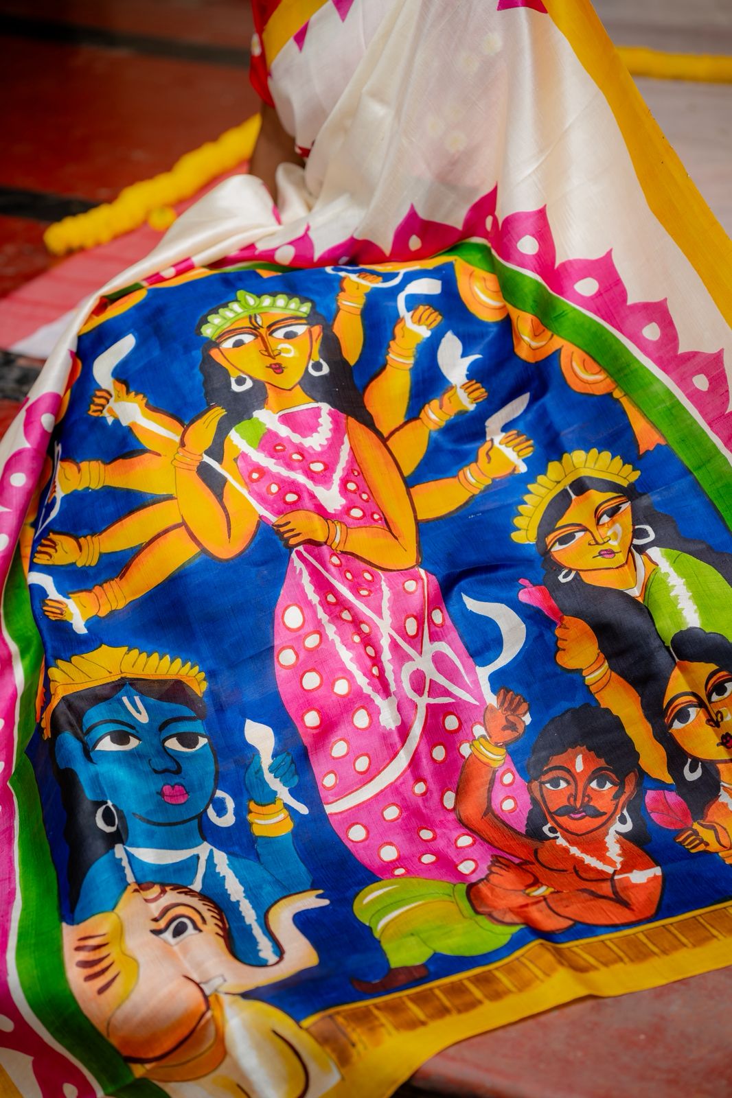 Devi Roop Handpainted Mulberry Silk Saree