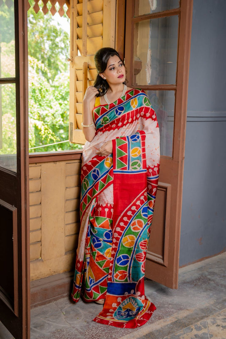 Shakti Varnam Batik Mulberry Silk Saree