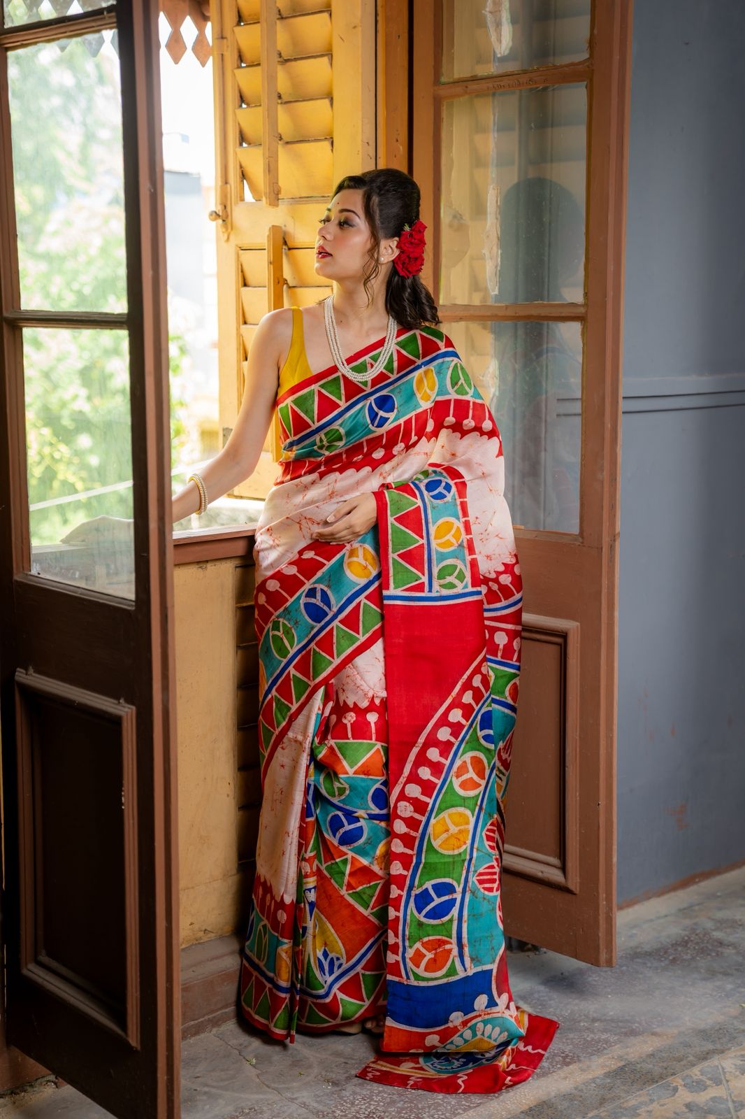 Shakti Varnam Batik Mulberry Silk Saree