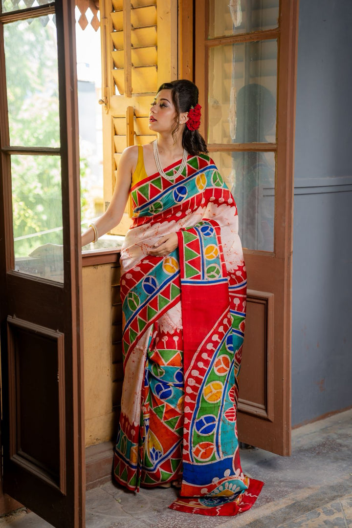 Shakti Varnam Batik Mulberry Silk Saree