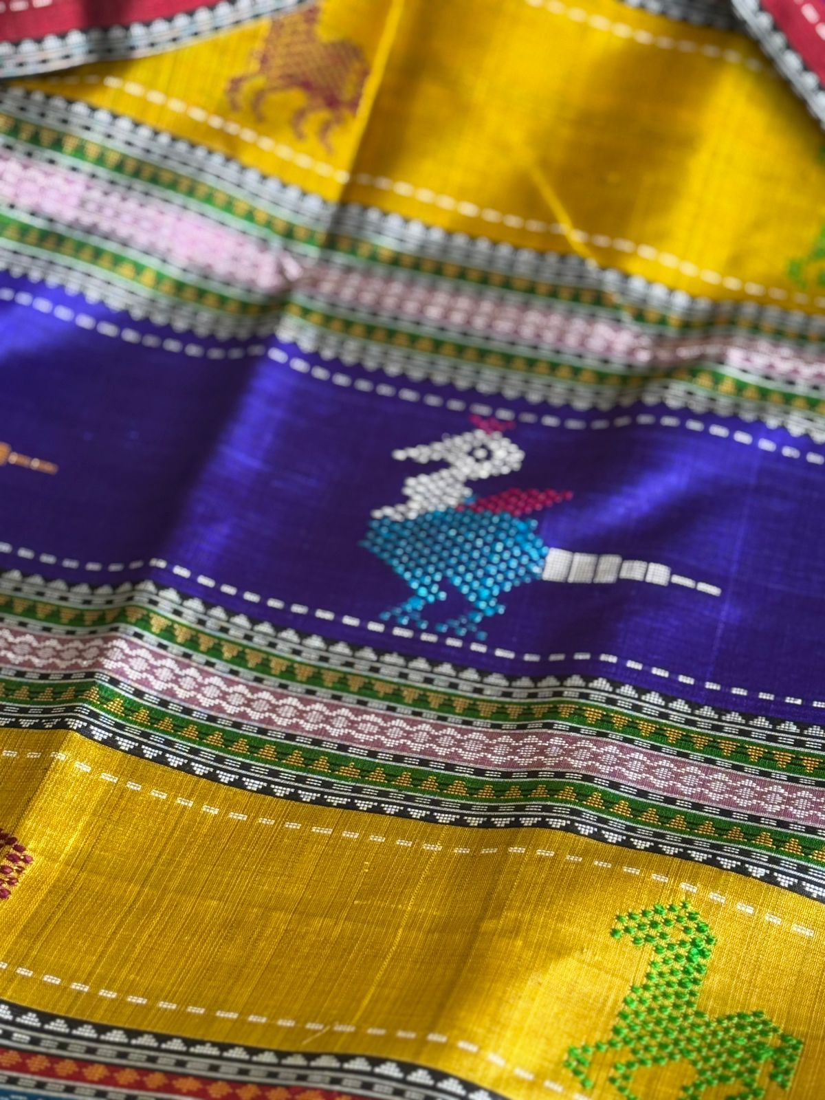 Garnet Checks Double Pallu Berhampuri Silk Saree