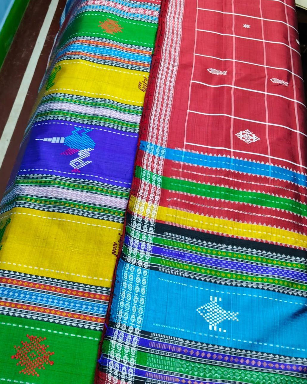 Garnet Checks Double Pallu Berhampuri Silk Saree