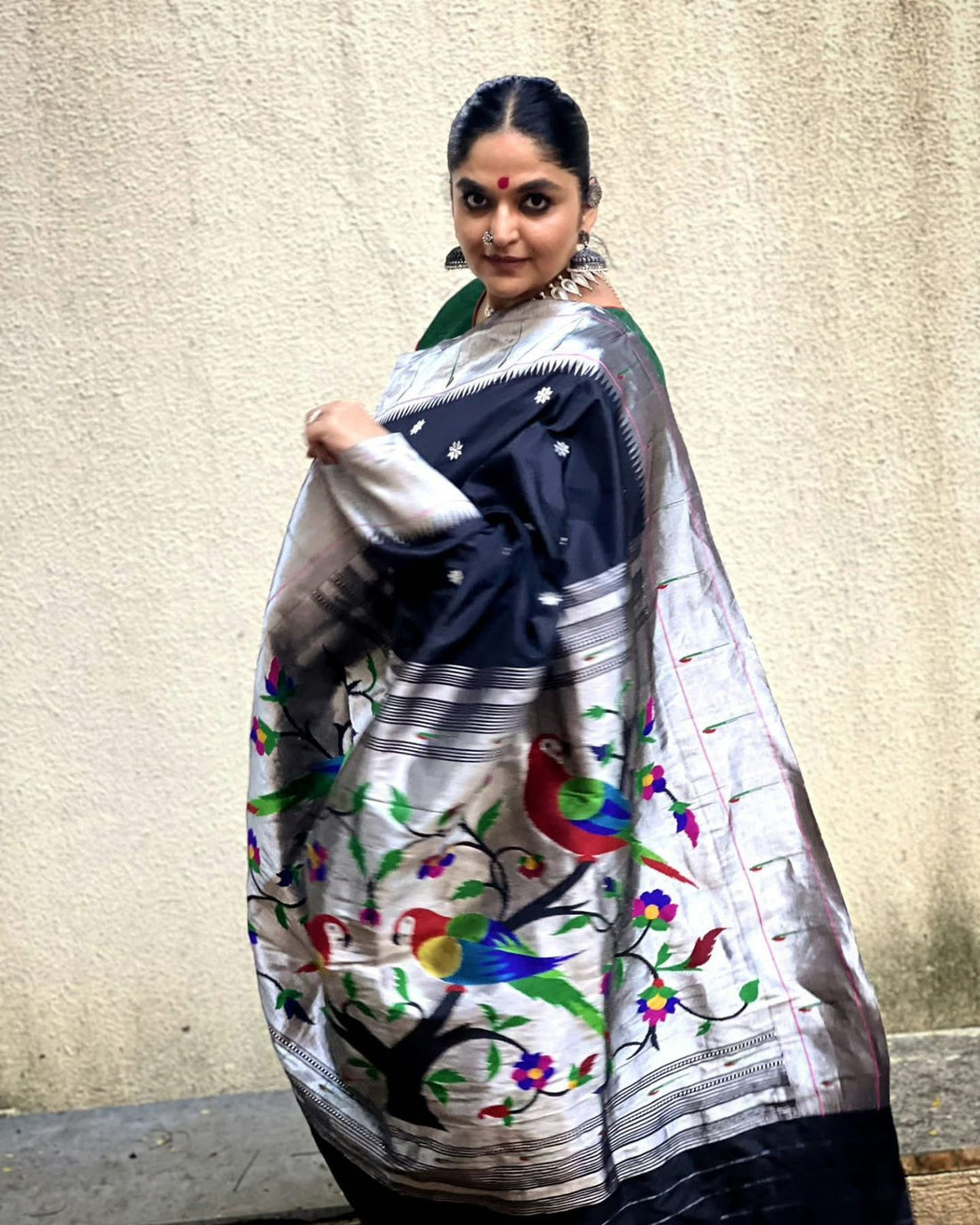 Rajhans Muniya Silver Zari Paithani Saree - Available on Pre order 60 days