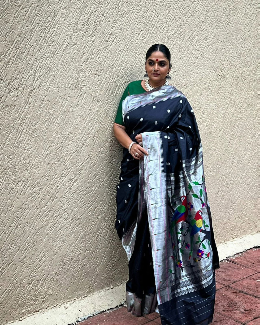 Rajhans Muniya Silver Zari Paithani Saree - Available on Pre order 60 days