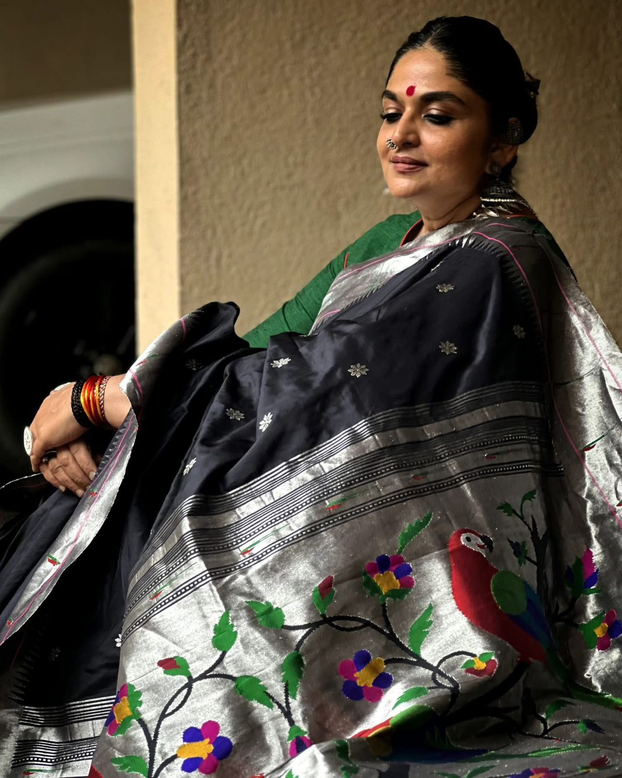 Rajhans Muniya Silver Zari Paithani Saree - Available on Pre order 60 days
