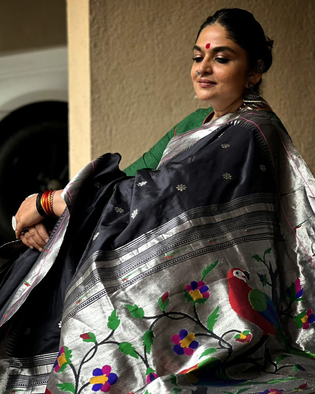 Rajhans Muniya Silver Zari Paithani Saree - Available on Pre order 60 days