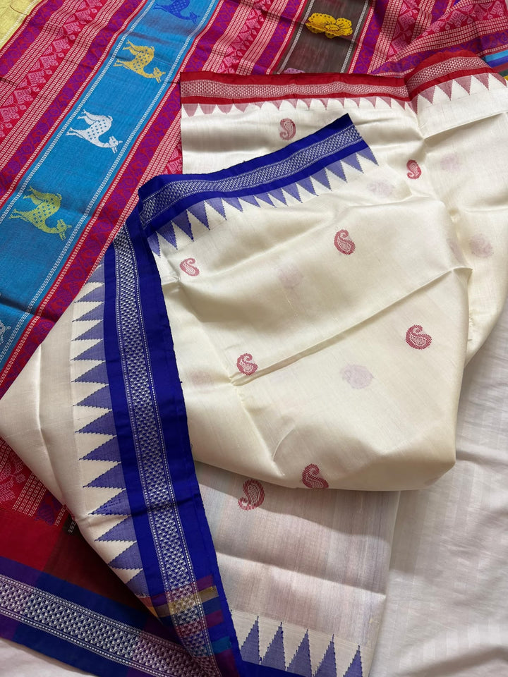 Exclusive Festive Ganga Jamuna Temple Border Berhampuri Saree