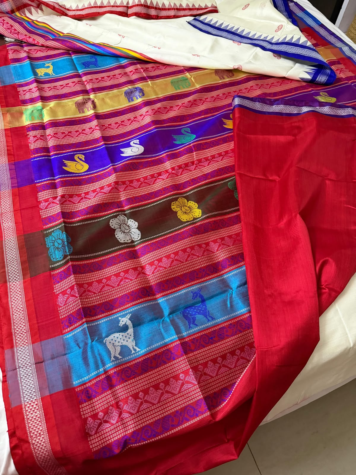 Exclusive Festive Ganga Jamuna Temple Border Berhampuri Saree