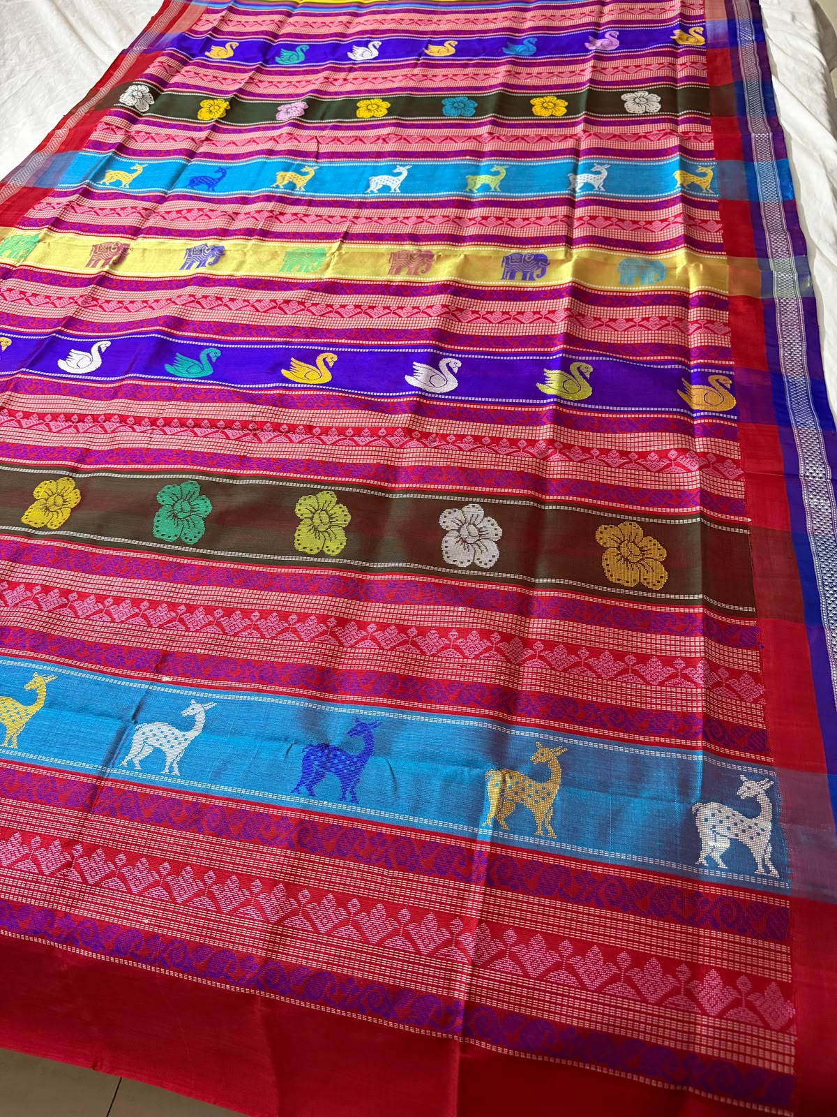 Exclusive Festive Ganga Jamuna Temple Border Berhampuri Saree