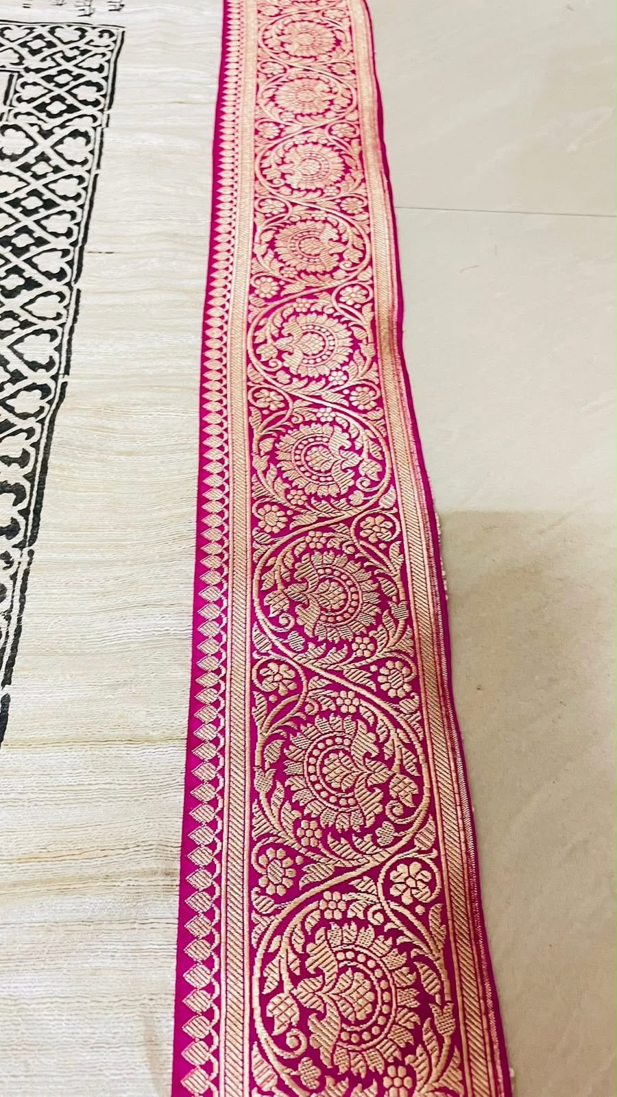 Padma Stotra Pure Gicha Silk Block Print Saree
