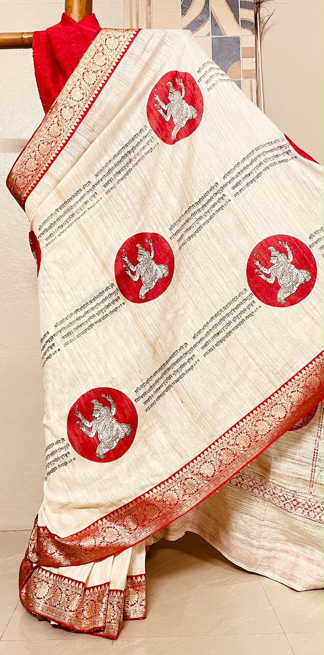Devi Heritage Pure Gicha Silk Block Print Saree