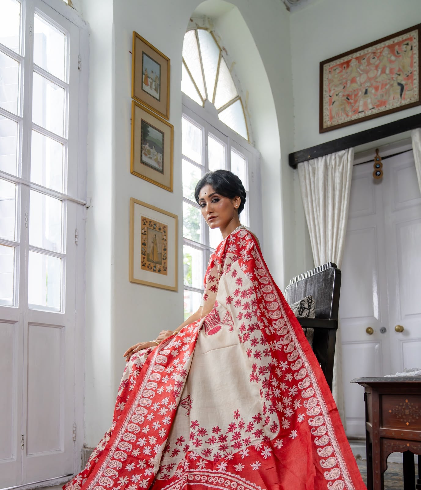Sharodiya Durga Kantha Gachi Tussar Saree