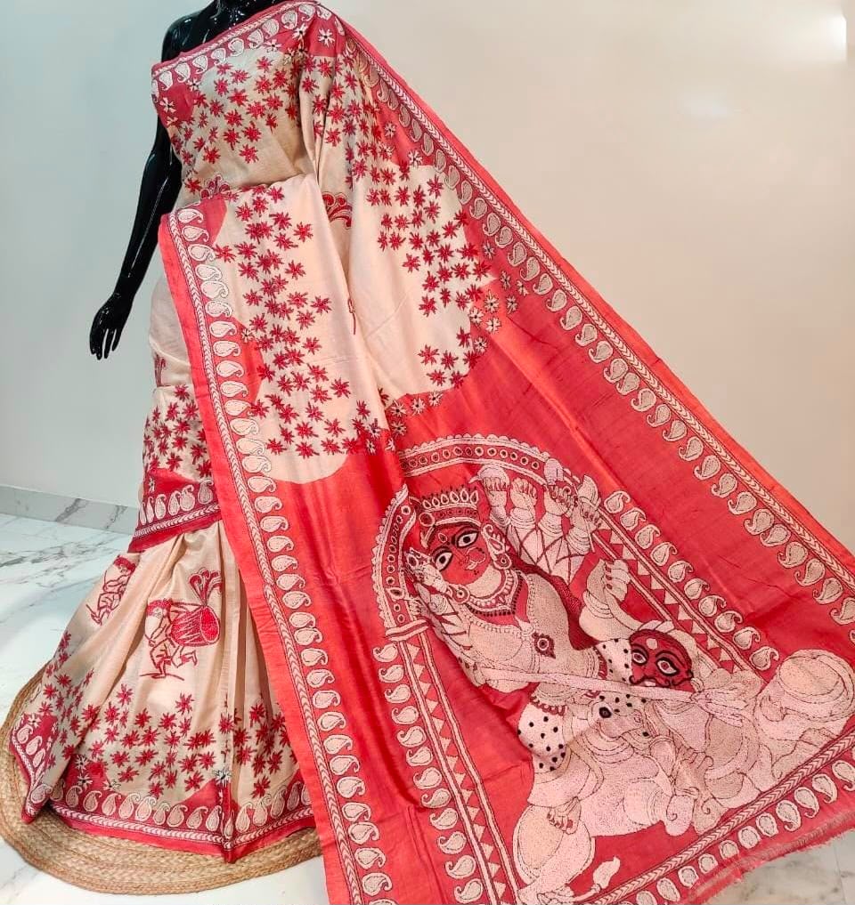 Sharodiya Durga Kantha Gachi Tussar Saree