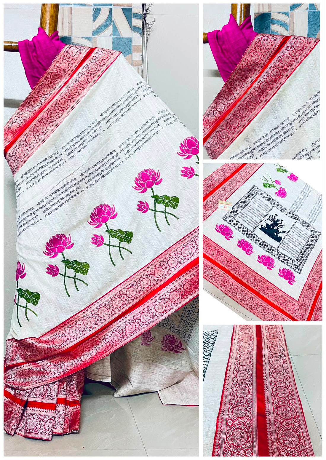 Durga Shakti Pure Gicha Silk Handblock Saree
