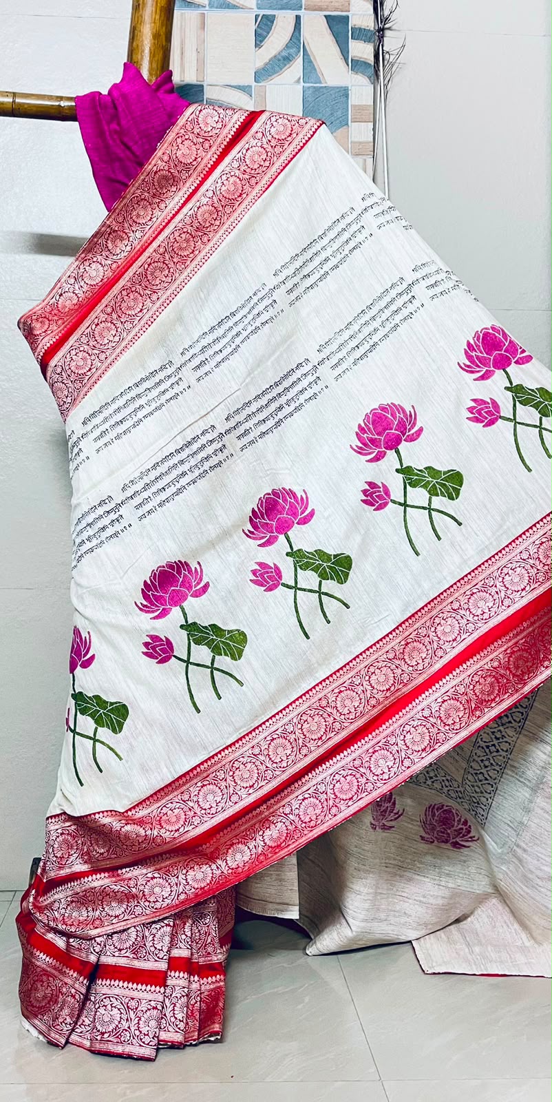 Durga Shakti Pure Gicha Silk Handblock Saree