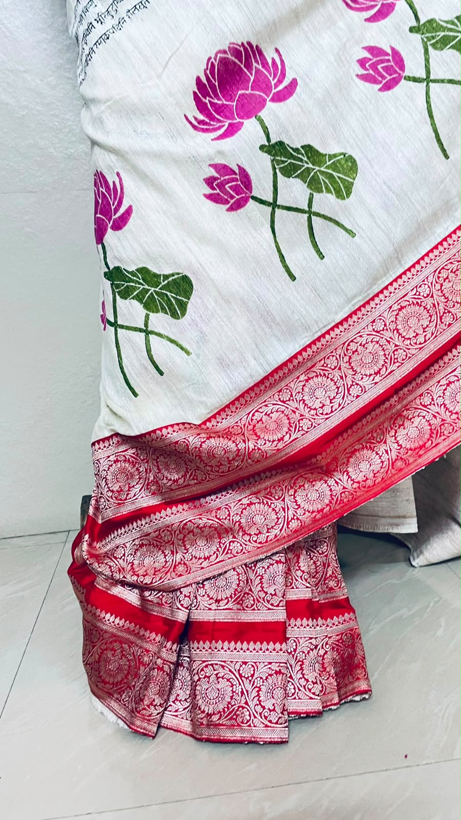 Durga Shakti Pure Gicha Silk Handblock Saree