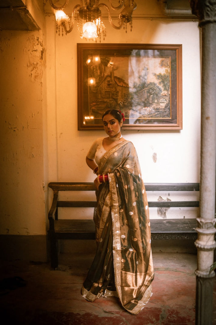Exclusive Handcrafted Tissue Banarasi Silk Saree with Lace Finishing
