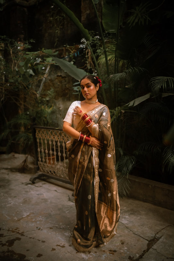 Exclusive Handcrafted Tissue Banarasi Silk Saree with Lace Finishing