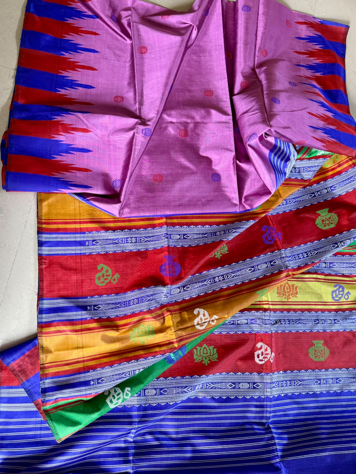 Berhampuri Pure Silk Double Pallu Saree