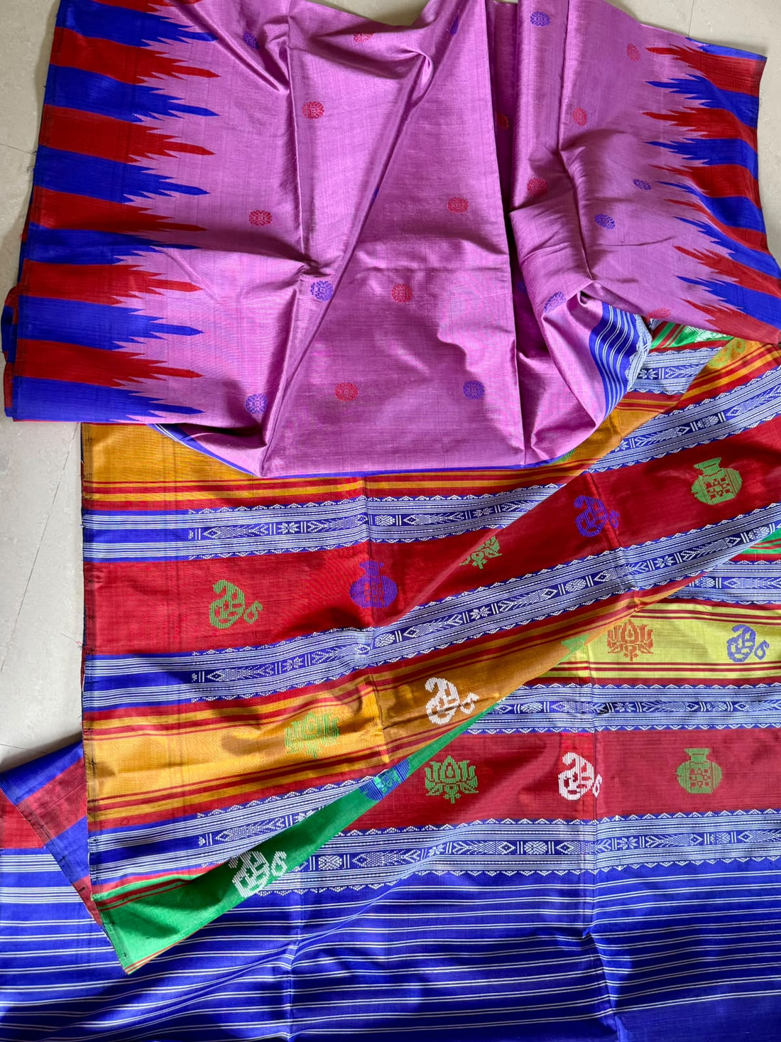 Berhampuri Pure Silk Double Pallu Saree