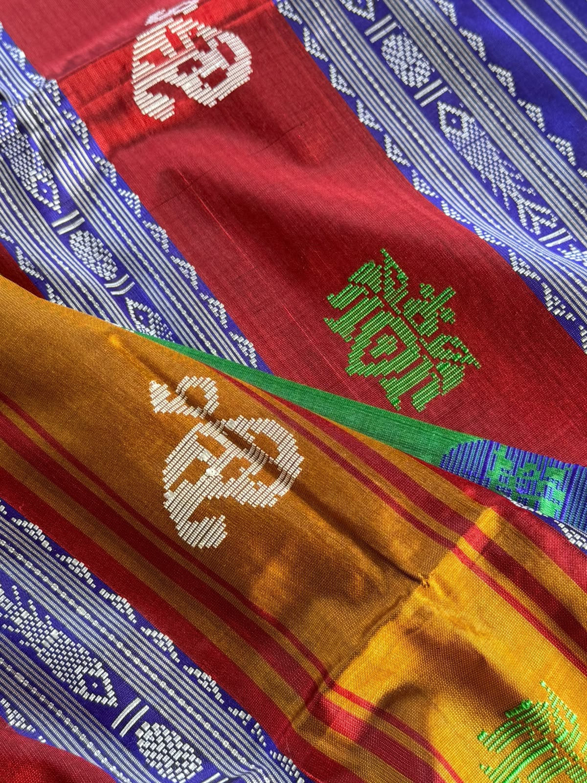 Berhampuri Pure Silk Double Pallu Saree