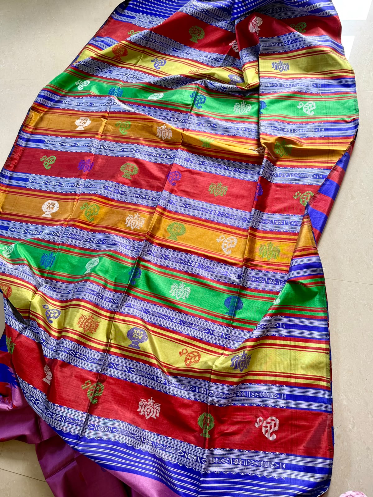 Berhampuri Pure Silk Double Pallu Saree