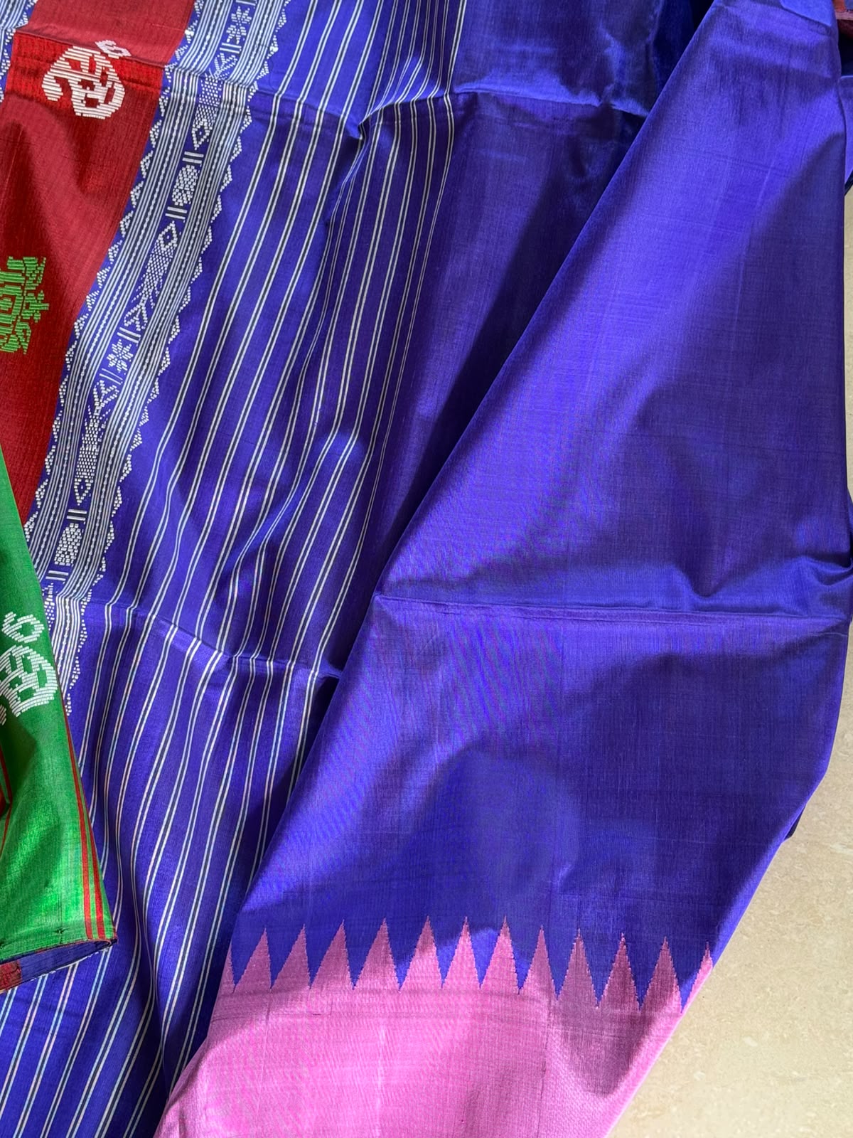 Berhampuri Pure Silk Double Pallu Saree