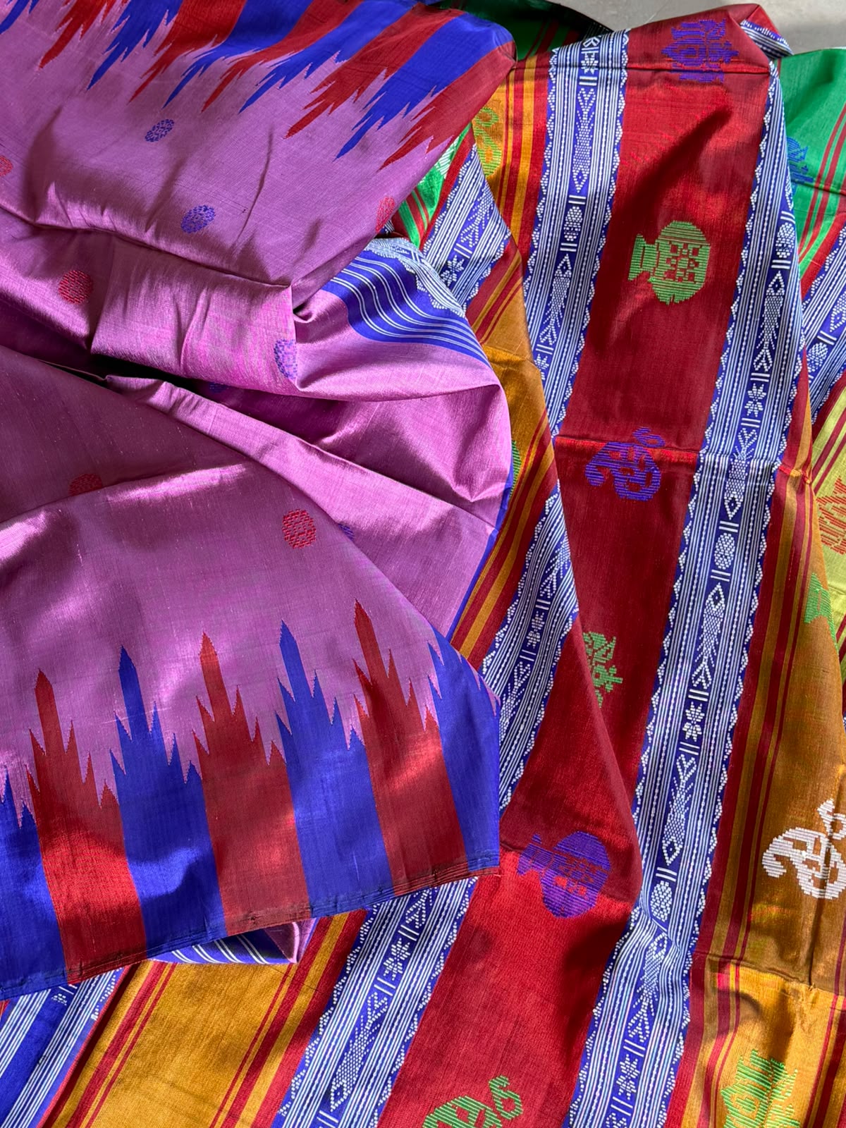 Berhampuri Pure Silk Double Pallu Saree